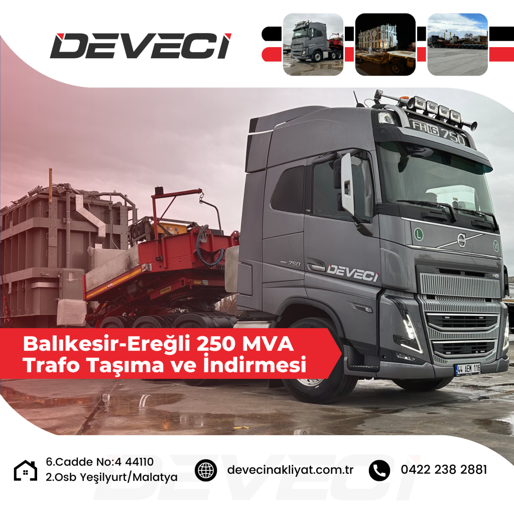 Balıkesir - Ereğli 250 MVA Trafo Taşıma Ve İndirmesi